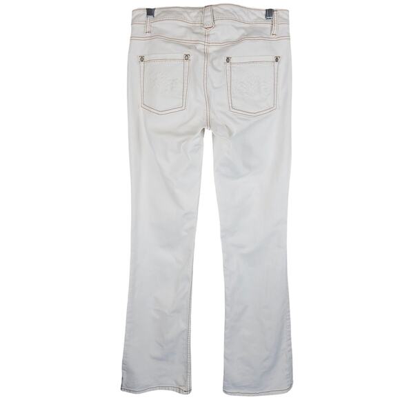 CABI Midrise Boot Cut Jean Cream Brown Stitching Women's Size 6 - Picture 2 of 4